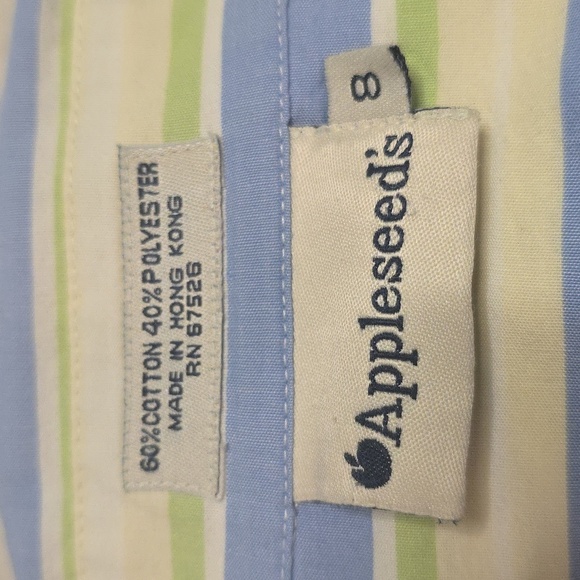 Appleseed's Pastel Blue and Light Green Striped Top Shirt Business Casual Womens - Picture 9 of 9